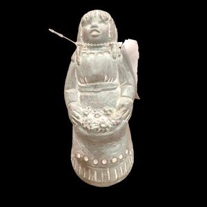 Isabel Bloom/1986/vintage/Cherub Girl holding flowers/signed and dated sculpture